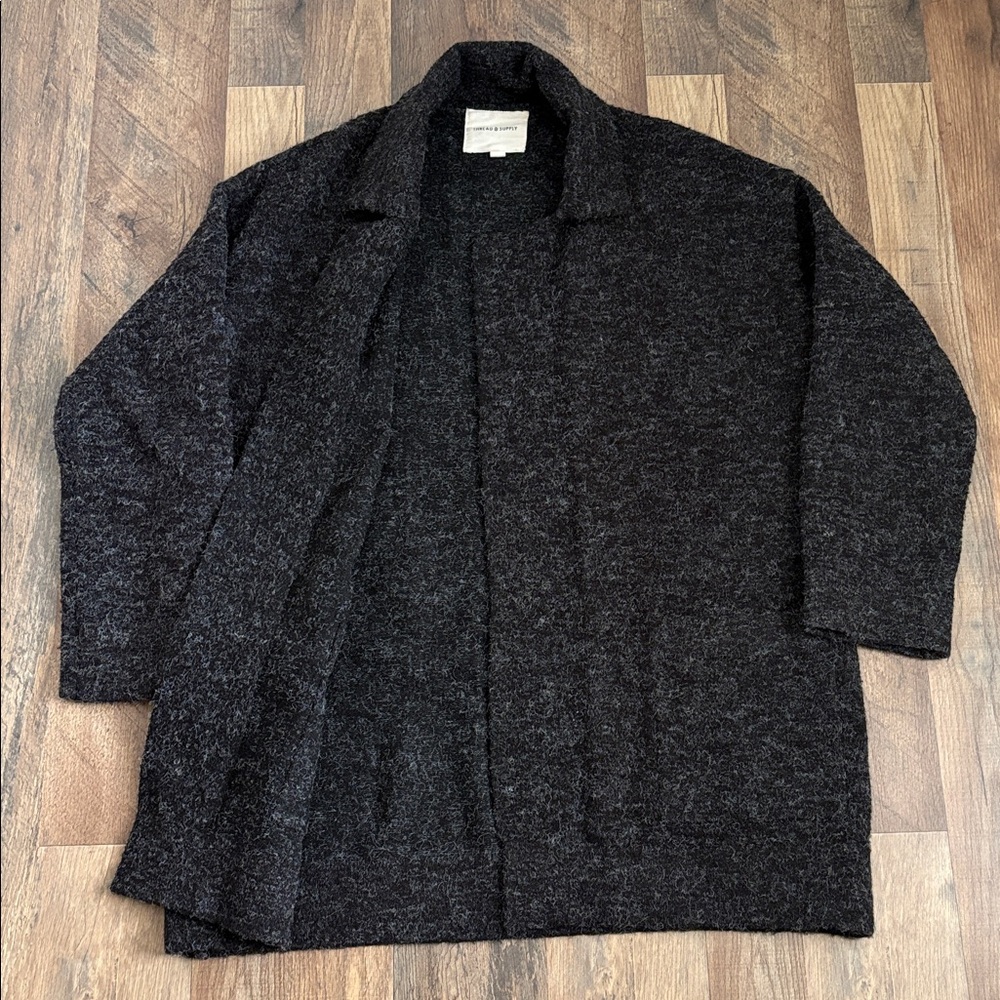 Thread & Supply Open Front Cardigan Sweater Jacket Charcoal Black‎ Size S